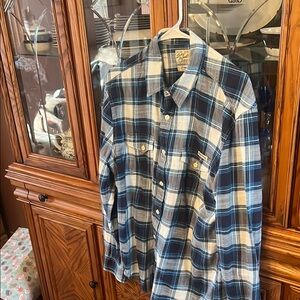 Lucky Brand Blue and White Casual Button Down Shirt